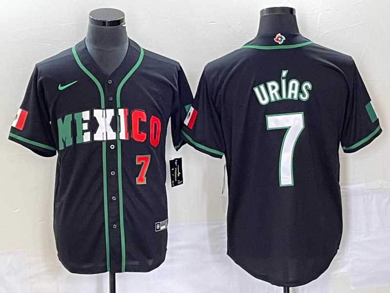 Mens Mexico Baseball #7 Julio Urias Number 2023 Black White World Classic Stitched Jersey4->2023 world baseball classic->MLB Jersey